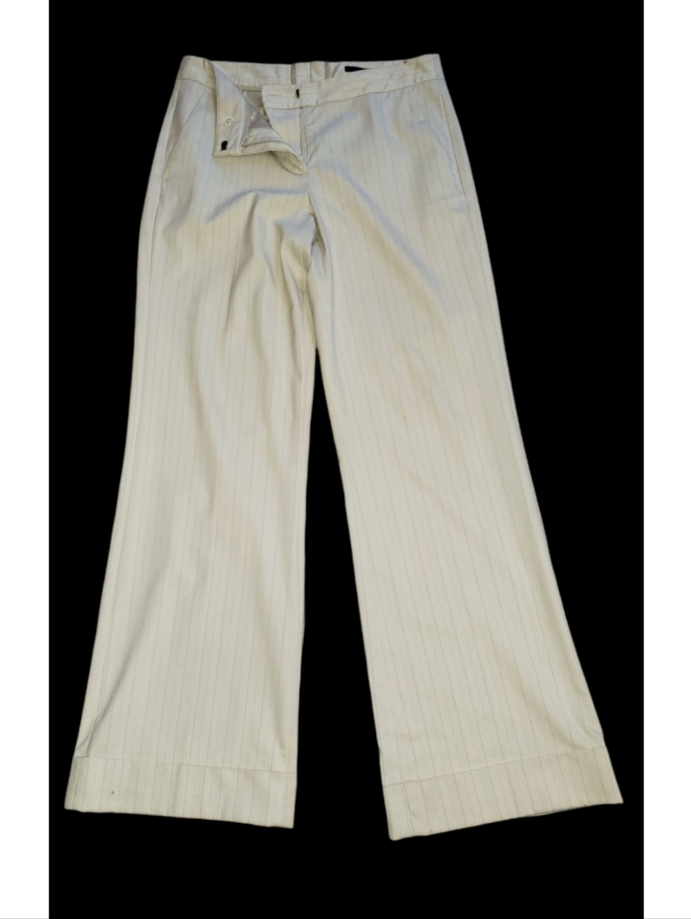 H&M CREAM COLOR CAREER PANTS SZ M (8) PINSTRIPES 2 tiny Defects READ